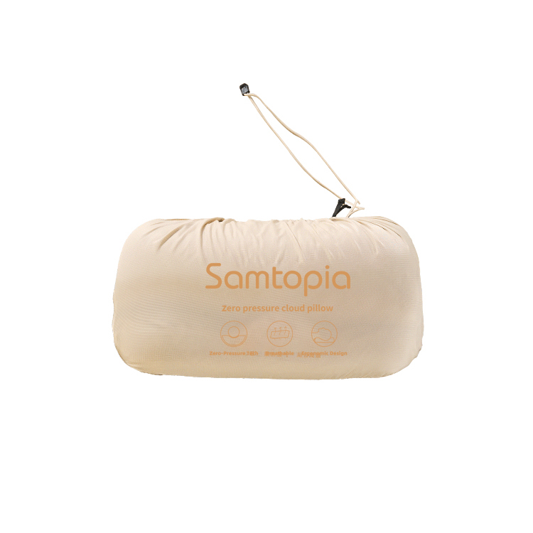 Samtopia inflatable mattress packed in compact carry bag for camping storage